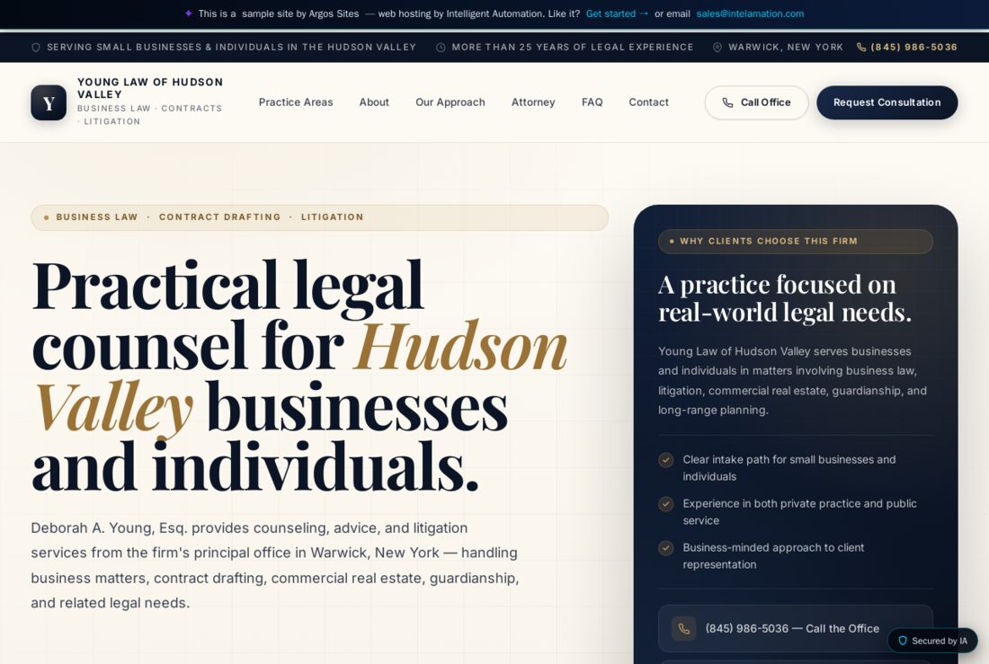 Screenshot of Young Law Hudson Valley